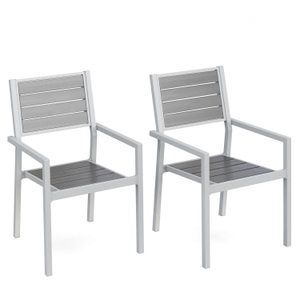 Chen Poly, Stuhl Polywood grau im Doppelpack, Gartenstuhl PELO 2er Set grau
