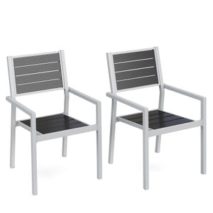 Chen Poly, Stuhl Polywood anthrazit im Doppelpack, Gartenstuhl PELO 2er Set anthrazit