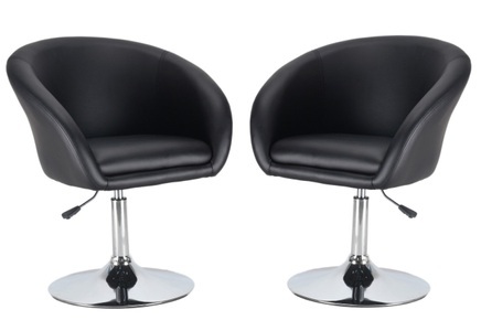 R - Barhocker, Clubsessel schwarz im 2er-Set, Clubsessel 2er Set schwarz