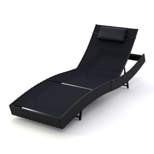 Mark Sunl, Rattan Gartenliege WAVE schwarz, Liegestuhl Rattan WAVE schwarz