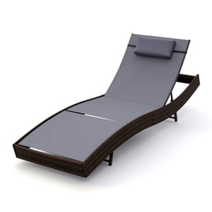 Mark Sunl, Rattan Gartenliege WAVE braun, Liegestuhl Rattan WAVE braun