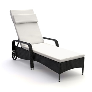 Mark Sunl, Rattan Gartenliege MAYA schwarz, Liegestuhl Rattan MAYA schwarz