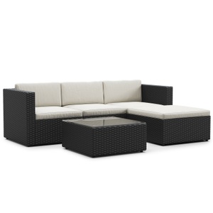Mark Sunl, Rattan Lounge MALIBU schwarz, Rattanlounge MALIBU schwarz/beige