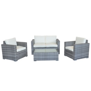Cindy, Rattan Lounge VENEZIA grau, Rattanlounge VENEZIA grau/beige