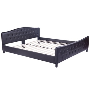 Lily - Betten, Lederbett EVA 180 x 200 cm schwarz, Rattangarnitur RHODOS schwarz