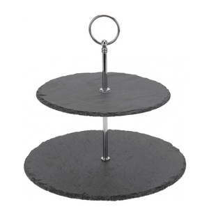 Koop, Etagere mit 2 Schieferplatten, Etagere Schiefer 2-stöckig