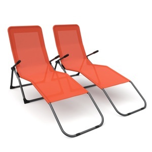 Nicole, Liegestuhl Doppelpack orange, Liegestuhl orange 2er Set