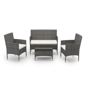 Ruby Ipro, Gartenset MALIA Rattan grau, Gartenset Rattan MALIA grau/weiss