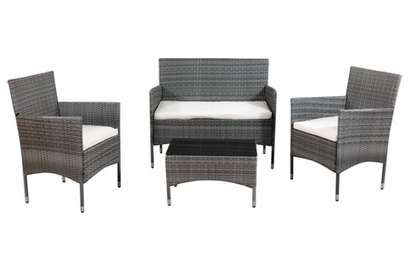 Ruby Ipro, Gartenset MALIA Rattan grau, Gartenset Rattan MALIA grau/weiss