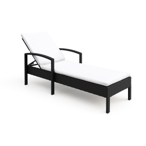 Mark Sunl, Gartenliege TIMEA 195 x 68 x 52 cm, Liegestuhl Rattan TIMEA schwarz/weiss