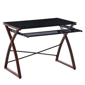 undefined, Schreibtisch Glas ALEK 99 x 73 x 75 cm schwarz/braun