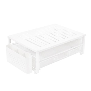 undefined, Monitorständer mit Schublade und Stiftehalter 49 x 25 x 15 cm weiss