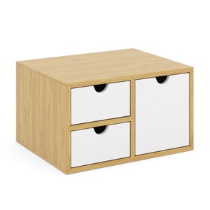 undefined, Schreibtisch Organizer Bambus ORIBA 3 Schubladen natur/weiss
