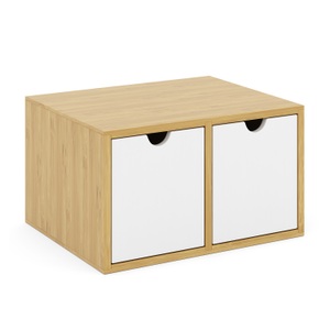 undefined, Schreibtisch Organizer Bambus ORIBA 2 Schubladen natur/weiss