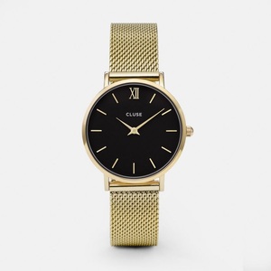 Cluse, Cluse - Armbanduhr Minuit Mesh - Gold und Schwarz