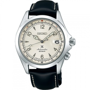 Seiko, Seiko Spb119j1 Prospex Alpinist Creme weiß & schwarz Leder Automatische Herren's Uhr Edelstahl, 