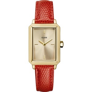 Cluse, Analoguhr Damen Korall 30mm, Cluse CW11505 Fluette Leather Coral Lizard, Gold Colour