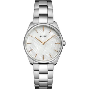 Cluse, Analoguhr Damen Silber 31mm, Cluse CW11211 Petite Steel, White Pearl, Silver Colour