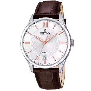 Festina, Festina F20426-4 Männer's braun Leder Armbanduhr Quarz/Edelstahl, Festina F20426/4 Classic Herrenuhr