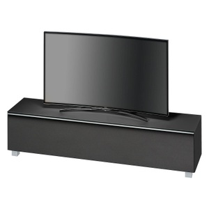 Maja Moebel, home24 TV-Lowboard Soundconcept I, Livetastic Tv-element 140,2/43,3/42 cm , 7736 , Schwarz , Metall , 140.2x43.3x42 cm , melaminharzbeschichtet,glänzend, rückseitig lackiert,Netzbespannung,Nachbildung , 001534010705