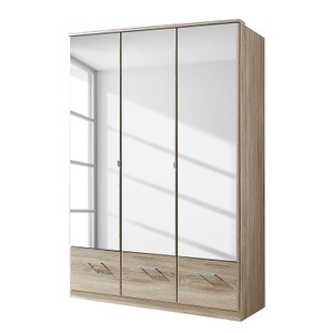Wimex, home24 Drehtuerenschrank Rajmi (mit Schubladen), MID.YOU Drehtürenschrank in eichefarben , Imago , Glas, Holzwerkstoff , 3 Fächer , 3 Schubladen , 135x199.5x58 cm , Dekorfolie,Dekorfolie,Nachbildung,Nachbildung,Nachbildung , Beimöbel erhältlich, In verschiedenen Grössen erhältlich , 001787054