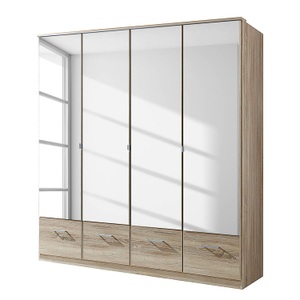 Wimex, home24 Drehtuerenschrank Rajmi (mit Schubladen), MID.YOU Drehtürenschrank in eichefarben , Imago , Glas, Holzwerkstoff , 3 Fächer , 4 Schubladen , 180x199.5x58 cm , Dekorfolie,Dekorfolie,Nachbildung,Nachbildung,Nachbildung , Beimöbel erhältlich, In verschiedenen Grössen erhältlich , 001787054
