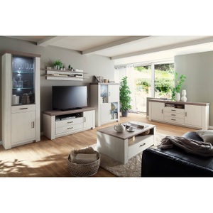 Ridgevalley, home24 Sideboard Pontile II, Landscape Sideboard 194/83/45 cm , Bozen , Weiss, Pinienfarben , Metall , 2 Fächer , 194x83x45 cm , tiefgezogen, Melamin,Melamin,Nachbildung,Nachbildung , stehend , 000196078501