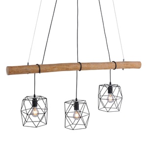 LeuchtenDirekt, LeuchtenDirekt Edgar 15503-18 Pendelleuchte LED E27 EEK: abhängig v. Leuchtmittel (A++ - E) 180 W Holz, Schwarz, XXXLutz HÄNGELEUCHTE 120/20/120 cm , 15503-18 Edgar *Mb* , Holz, Metall , 20x120 cm , lackiert , 006930046201