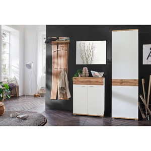 loftscape, home24 Garderobenpaneel Kunra, Carryhome Garderobenpaneel 69/180/30 cm , Nia , Eichefarben , Holzwerkstoff , 69x180x30 cm , tiefgezogen, foliert,Nachbildung , Hutablage, Kleiderstange , 000196013503