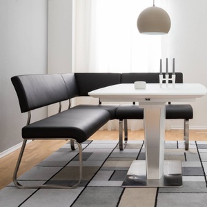 Fredriks, home24 Eckbank Marco, Livetastic Eckbank in metall, textil schwarz, edelstahlfarben , Arco , 200x150 cm , gebürstet,Lederlook , 000196083423