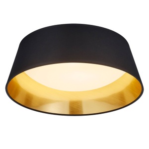 Reality Leuchten, Schwarz-goldene Textil-Deckenlampe Ponts m. LEDs, Schwarz-goldene Textil-Deckenlampe Ponts m. LEDs