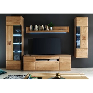 Naturoo, home24 TV-Lowboard Vilela, Livetastic Tv-element 180/58/50 cm , Bologna , Eichefarben , Metall , Eiche,Eiche , massiv , 2 Fächer , 180x58x50 cm , geölt,Echtholz, Nachbildung,Nachbildung , Kabeldurchlass , 000196082514