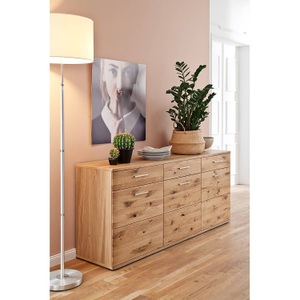 Naturoo, home24 Sideboard Ristiina II, Livetastic Sideboard 180/78/44 cm , Santori , Eichefarben , Metall , Eiche,Asteiche,Asteiche , furniert,furniert, teilmassiv,massiv , 3 Schubladen , 180x78x44 cm , geölt, foliert,Dekorfolie,geölt,Echtholz,Echtholz, Nachbildung,Nachbildung,Echtholz 