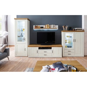 Ridgevalley, home24 TV-Lowboard Arez, Landscape Tv-element 198/63/52 cm , Brixen , Eichefarben, Pinienfarben , Metall , 198x63x52 cm , tiefgezogen, Melamin,Melamin,Nachbildung,Nachbildung , Kabelkanal , 000196045510