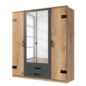 Wimex, home24 Drehtuerenschrank Cork, Wimex Kleiderschrank »Cork, mit oder ohne Spiegel, rustikaler Look im Industrial Design«, wahlweise in 135cm oder 180cm breit, 58cm tief, 199cm hoch