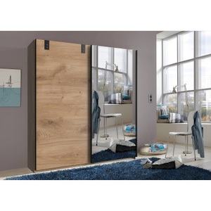 Wimex, home24 Schwebetuerenschrank Cardiff, MID.YOU Schwebetürenschrank in graphitfarben, eichefarben , Cardiff , Holzwerkstoff , 2 Fächer , 180x198x64 cm , Dekorfolie,Dekorfolie,Nachbildung,Nachbildung , In verschiedenen Grössen erhältlich , 001787073203