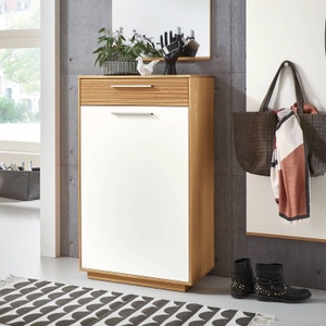 home24, home24 Kommode Loveno II, Novel Schuhschrank 60/103/37 cm , Loveno , weiss, Eichefarben , Metall , Eiche , furniert, massiv, teilmassiv , 60x103x37 cm , lackiert,Echtholz, Nachbildung , Typenauswahl , 001529007307