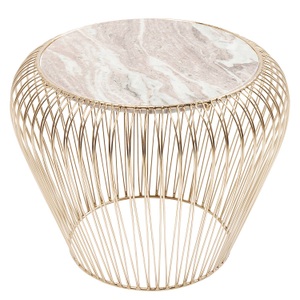 Kare Design, Beistelltisch Beam Grau Marmor Messing Ø43cm, KARE Design - Beistelltisch Beam Grau Marmor Messing Ø43cm, One Size, Gold