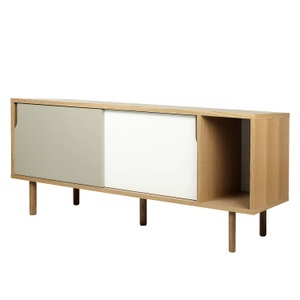 home24, home24 Sideboard Noa I, Anrichte Amsterdam weiß grau holz natur / L 165 cm - POP UP HOME holz natur en holz