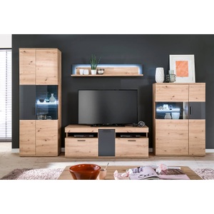 Naturoo, home24 TV-Lowboard Callington I, Livetastic Tv-element 150/55/50 cm , Cortona , Anthrazit, Eichefarben , Metall , 2 Schubladen , 150x55x50 cm , tiefgezogen, Melamin,Melamin,Nachbildung,Nachbildung , 000196082209