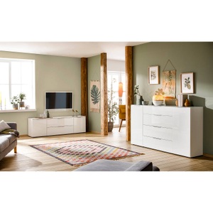 Maja Moebel, home24 Sideboard Trend I, XXXLutz Sideboard 180,4/98,7/40 cm , Trend , weiss , Metall , 180.4x98.7x40 cm , melaminharzbeschichtet,lackiert,Nachbildung , Typenauswahl, Beimöbel erhältlich, in verschiedenen Holzdekoren erhältlich , 001534002341
