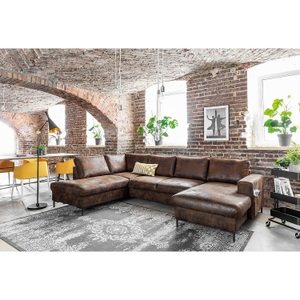 home24, home24 Wohnlandschaft Summer III, MID.YOU Wohnlandschaft in mikrofaser braun , Lofty Lilly Vintage , Textil , Vintage , 304x198 cm , lackiert,Mikrofaser , 001454002602