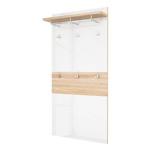 Maja Moebel, home24 Garderobenpaneel Shino II, XXXLutz Garderobenpaneel 89,9/184/23 cm , Shino , weiss, Eichefarben , Glas, Holzwerkstoff , 89.9x184x23 cm , melaminharzbeschichtet,glänzend,Nachbildung , Aufhängemöglichkeit, Hutablage, Kleiderstange , 001534014107