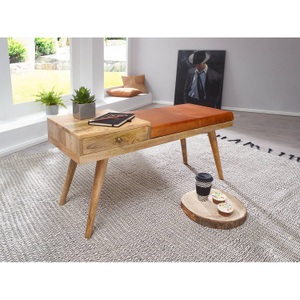home24, home24 Garderobenbank Taloga II, MID.YOU Hockerbank in holz braun , Salim , Mangoholz , massiv , 100x52x38 cm , Wasserlack,Echtholz , 000850051801