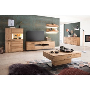 home24, home24 Highboard Salvo, Livetastic Highboard 90/136/37 cm , Salvador , Eichefarben , Metall , Balkeneiche , furniert, massiv , 90x136x37 cm , geölt, Melamin,Melamin,Echtholz, Nachbildung, teilmassiv,Nachbildung , 000196082407