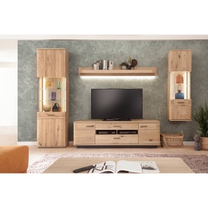 home24, home24 TV-Lowboard Salvo, Livetastic Tv-element 180/56/50 cm , Salvador , Eichefarben , Metall , Balkeneiche , furniert, massiv , 2 Fächer , 2 Schubladen , 180x56x50 cm , geölt, Melamin,Melamin,Echtholz, Nachbildung, teilmassiv,Nachbildung , Kabeldurchlass , 000196082414