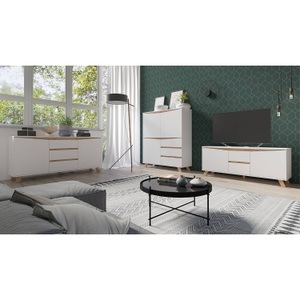 HOMEXPERTS, Homexperts Highboard »Vicky«, Homexperts Highboard »Vicky«, Breite 120 cm, Höhe 142 cm, in matt weiss