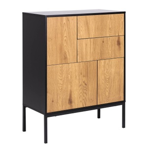 Actona, Actona - Sideboard Seaford - Schwarz und Hellbraun, AC Design Kommode Seaford 80 x 40 x 103 cm, Nature/Schwarz