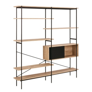 Actona, Actona - Bücherregal Angus - Schwarz und Braun, Regal Adam Wildeiche natur 188
