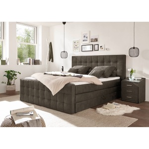 home24, home24 loftscape Boxspringbett Bellwood 180x200 cm Microvelour Espresso mit Bettkästen/Matratze/Kaltschaumtopper, MID.YOU Boxspringbett 180/200 cm in dunkelbraun , Vancouver 180X200Cm Dunkelbrau , Textil, Holzwerkstoff , H2+H2=mittel bis ca.80kg,H2+H2=mittel bis ca.80kg , 180 cm , Mikrovelours , Federkernmatratze, Topper durchgehend , 002220034101